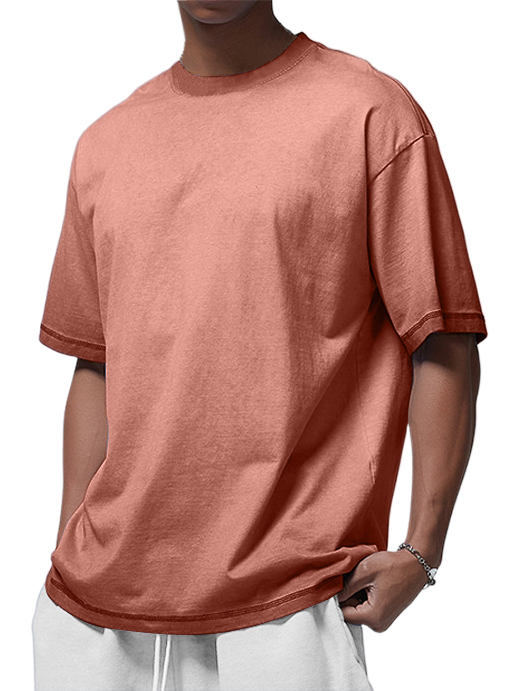 Men's Cotton Washed Distressed Gradient Casual Short-sleeved T-shirt