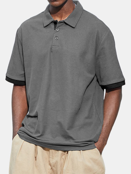 Men's Contrast Color Casual Daily POLO Shirt