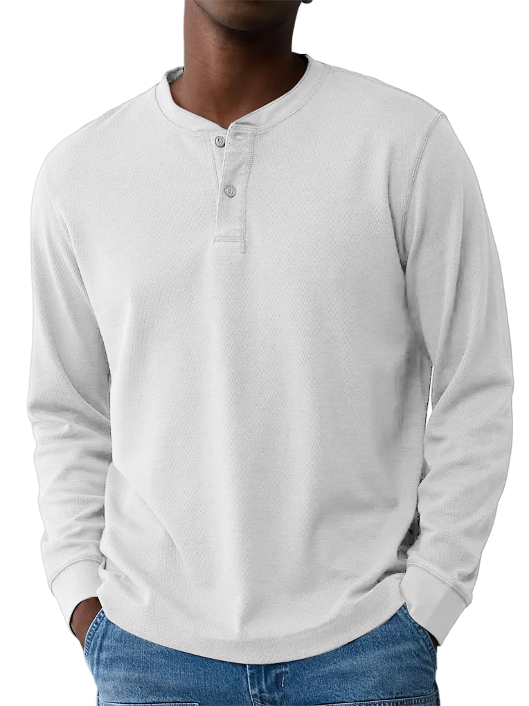 Men's Henley Collar Basic Casual Long-sleeved Top