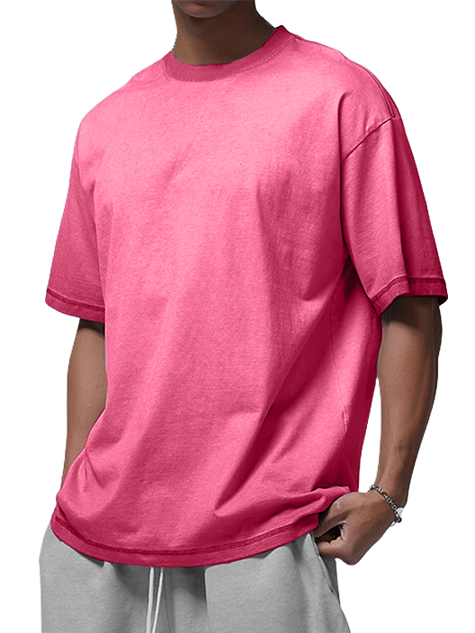 Men's And Women's Cotton Washed Distressed Batik Gradient Short-sleeved T-shirt