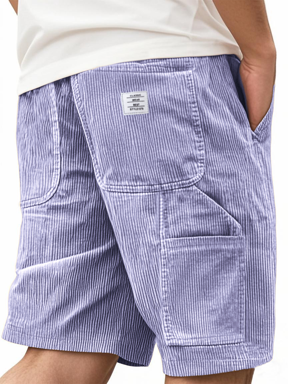 Men's Practical Multi-Pocket Cargo Shorts Corduroy Embroidered Logo Stylish Loose Everyday Shorts