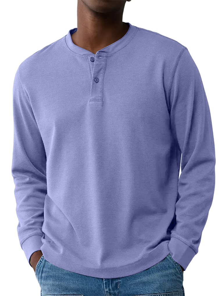 Men's Henley Collar Basic Casual Long-sleeved Top