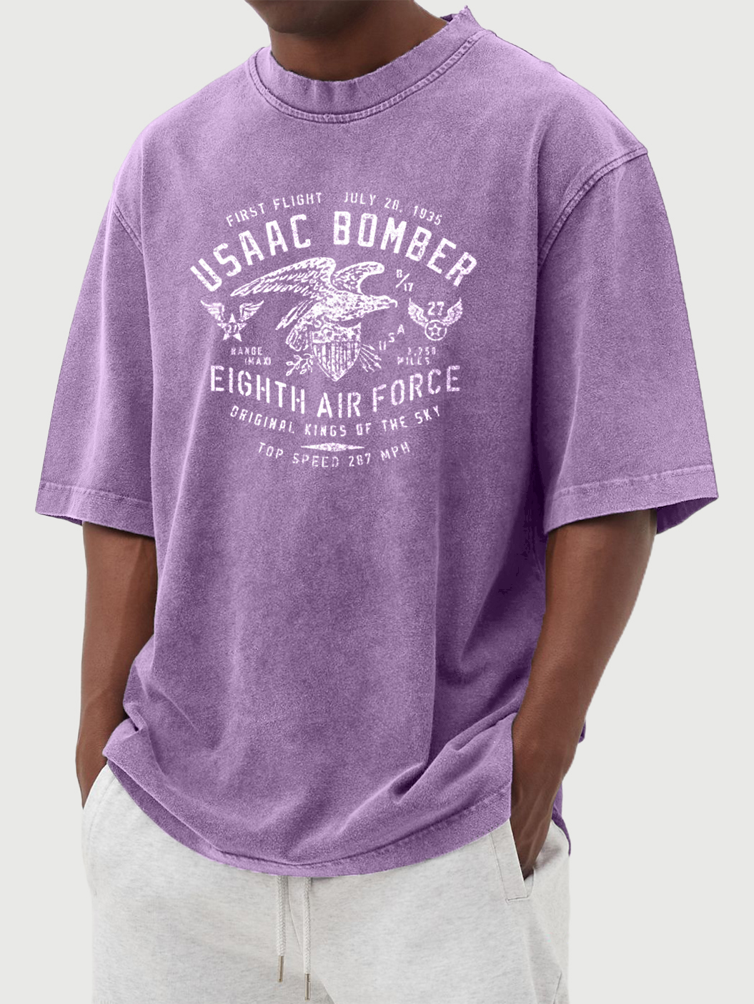 Men's Vintage Printed Washed 100% Cotton Short-sleeved T-shirt