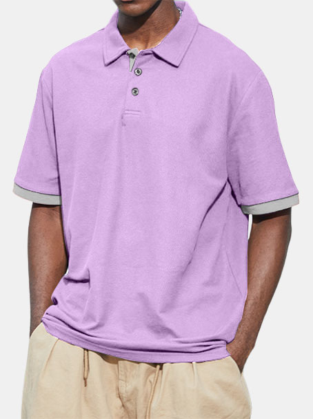 Men's Contrast Color Casual Daily POLO Shirt