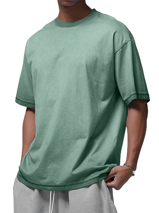 Men's And Women's Cotton Washed Distressed Batik Gradient Short-sleeved T-shirt