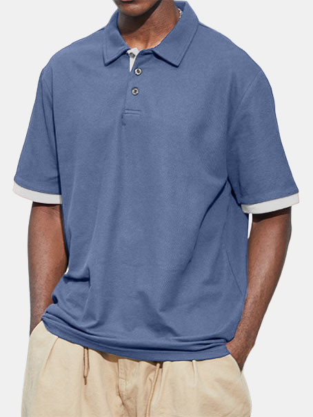 Men's Contrast Color Casual Daily POLO Shirt