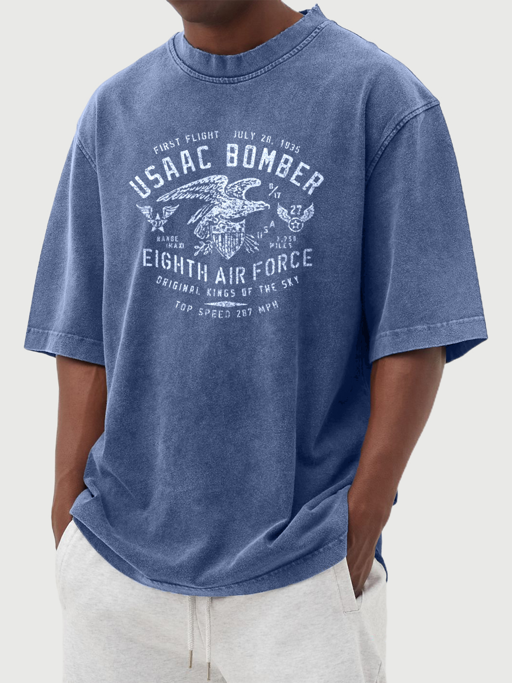 Men's Vintage Printed Washed 100% Cotton Short-sleeved T-shirt