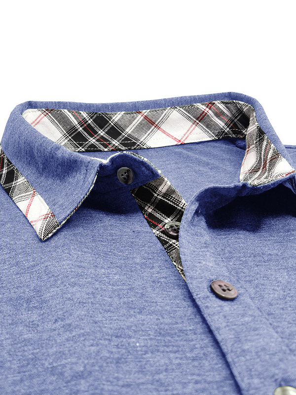 Men's Business Spliced ​​Lapel Pocket Long Sleeve Polo Shirt