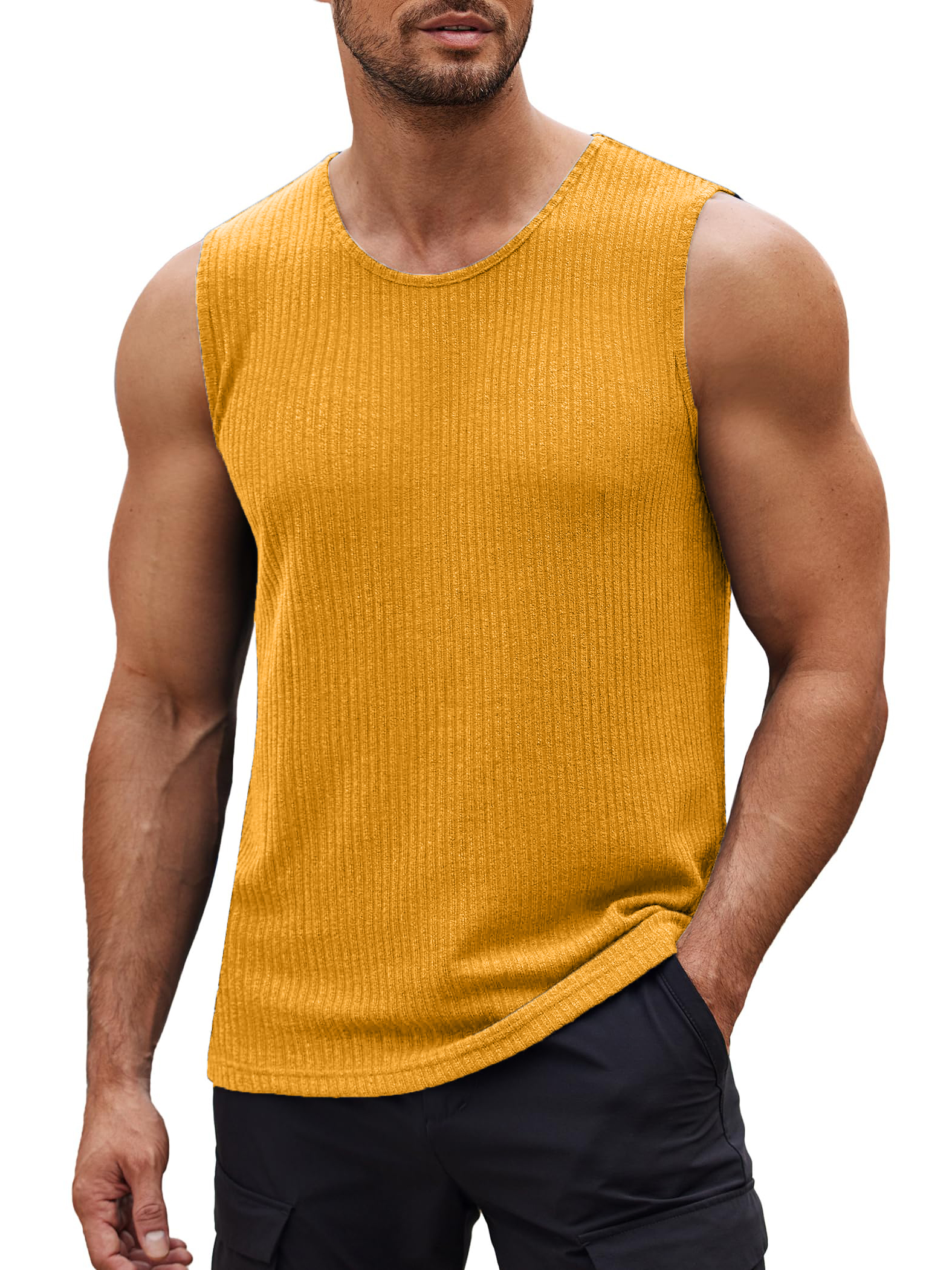 Men's Sleeveless T Shirts Casual Tank Tops Fitted Knit Tanks Muscle Gym Tees