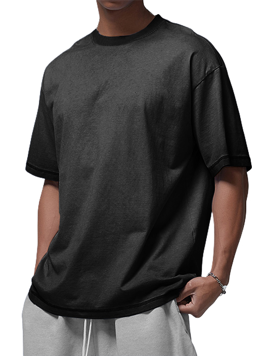 Men's And Women's Cotton Washed Distressed Batik Gradient Short-sleeved T-shirt