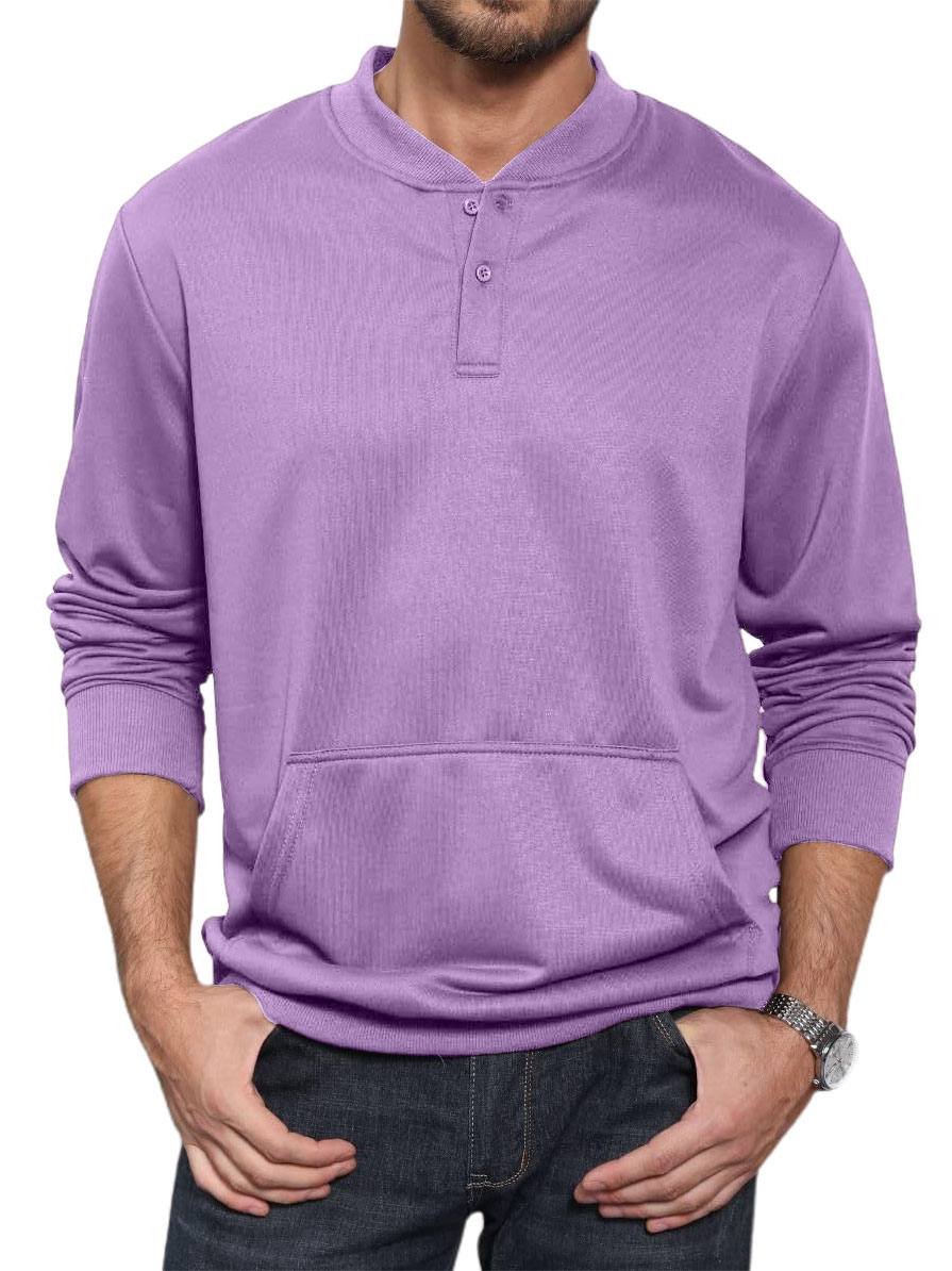 Men's Henley Casual Long Sleeve Warm Stylish Button Pocket Pullover Sweater