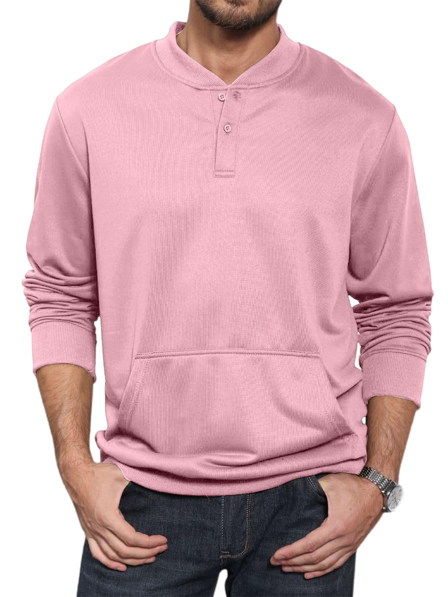 Men's Henley Casual Long Sleeve Warm Stylish Button Pocket Pullover Sweater
