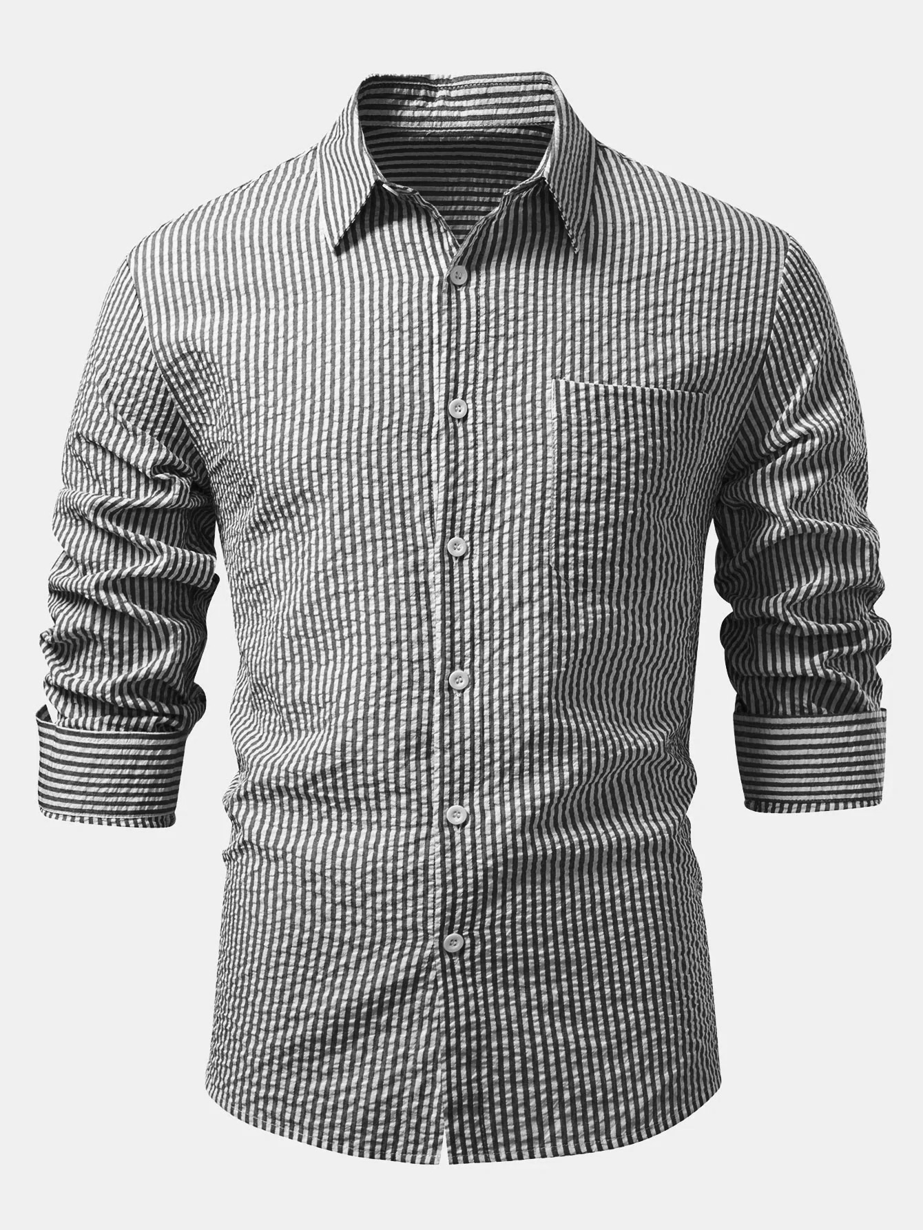 Seersucker Striped Button Up Shirt