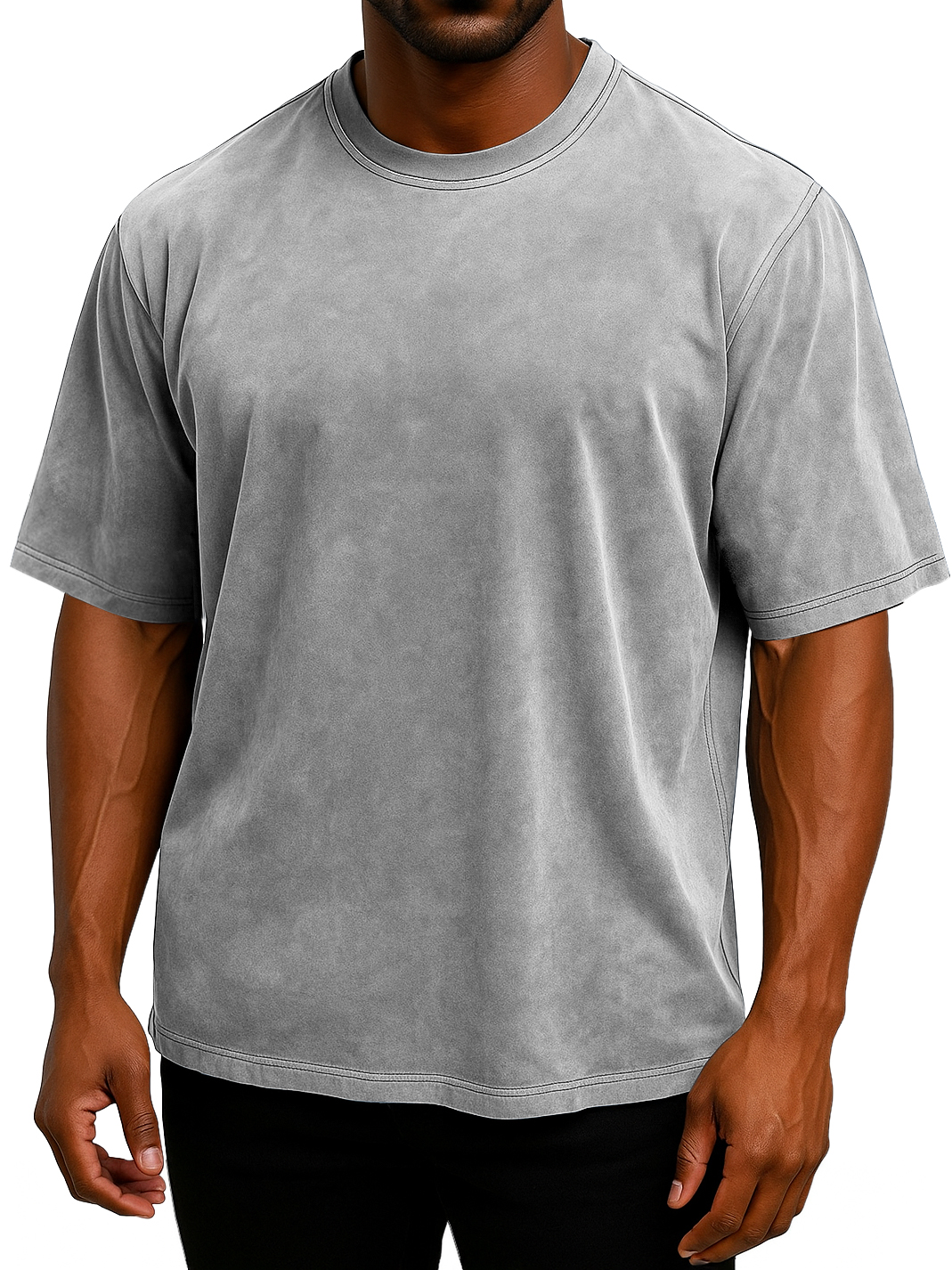 Men's 100% Cotton Vintage Washed And Distressed Daily Loose Casual Short-sleeved T-shirt