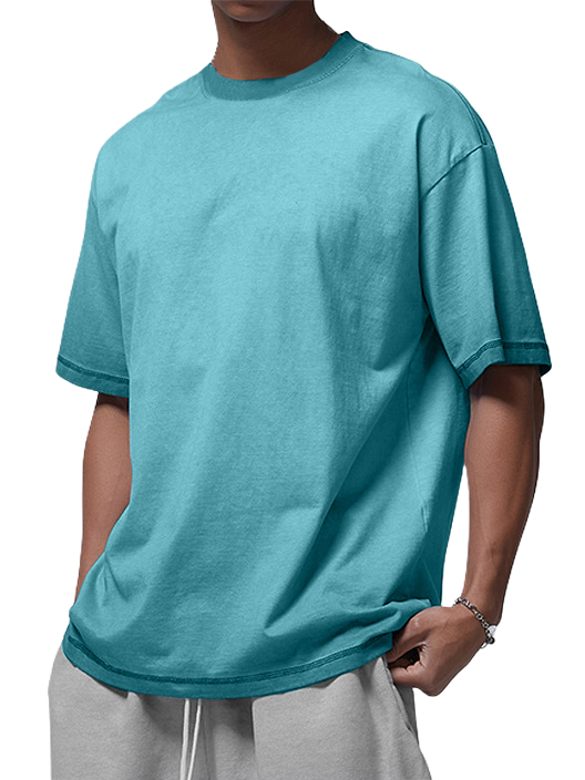 Men's Cotton Washed Distressed Gradient Casual Short-sleeved T-shirt