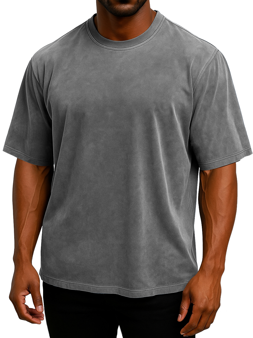 Men's 100% Cotton Vintage Washed And Distressed Daily Loose Casual Short-sleeved T-shirt