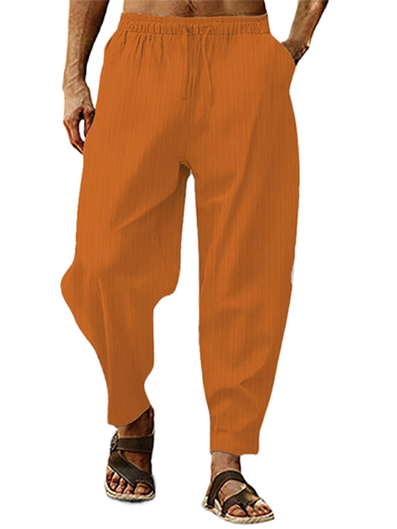 Men's Hip-hop Breathable Cotton And Linen Striped Loose Casual Sports Trousers