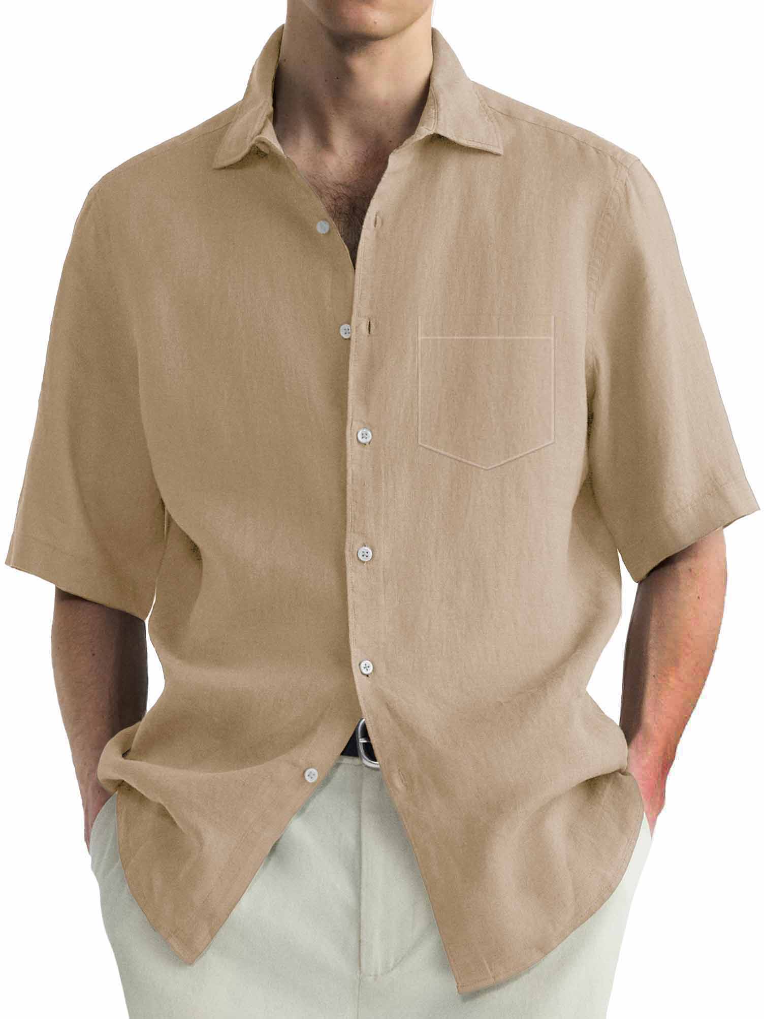 Men's Hawaiian Casual Basic Pocket Short Sleeve Shirt