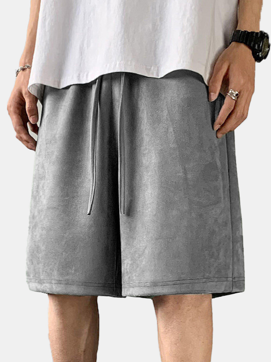 Men's Casual Loose Suede Solid Color Comfort Shorts