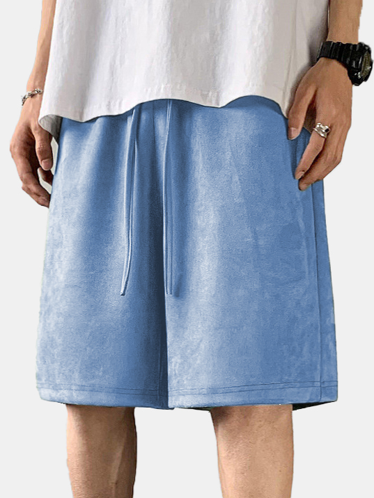 Men's Casual Loose Suede Solid Color Comfort Shorts