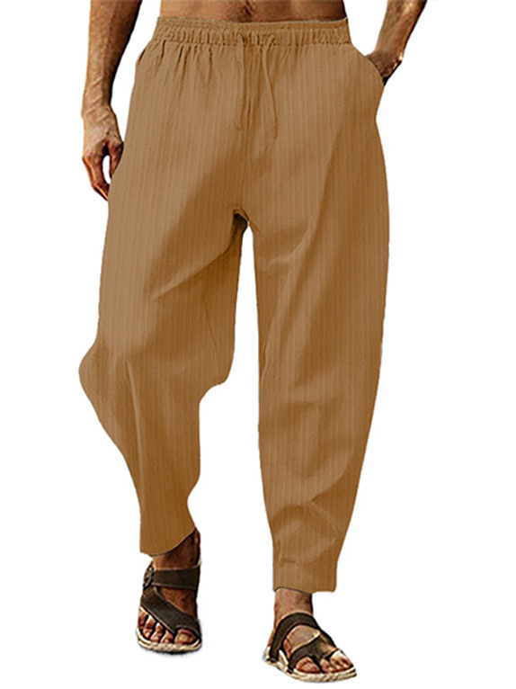 Men's Hip-hop Breathable Cotton And Linen Striped Loose Casual Sports Trousers