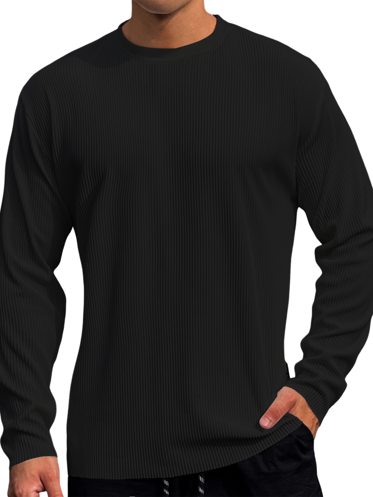 Men's Casual Round Neck Striped Loose Large Size T-Shirt