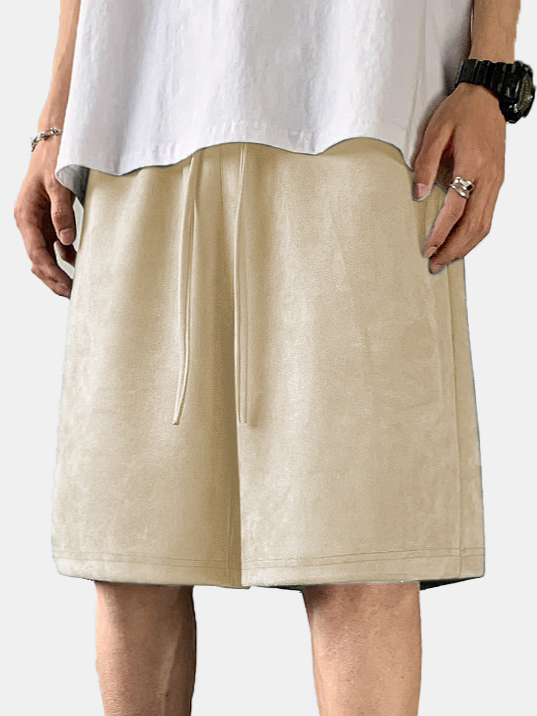 Men's Casual Loose Suede Solid Color Comfort Shorts