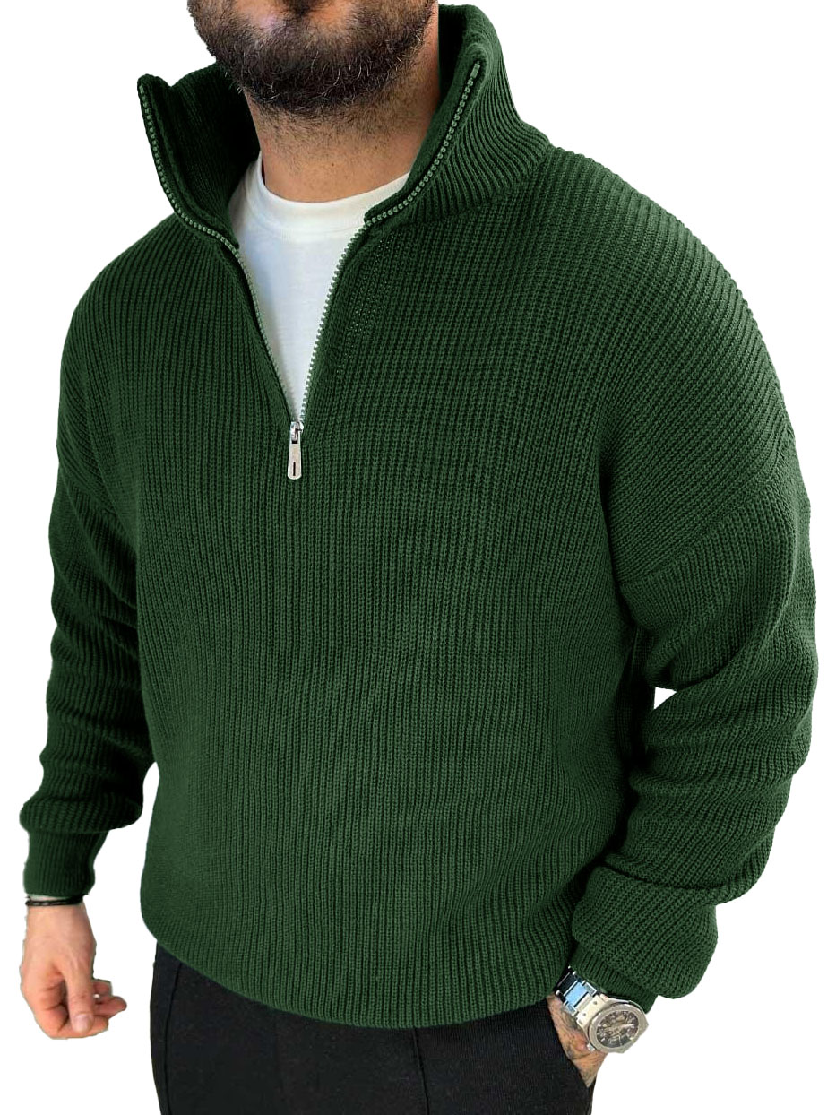 Men's Fashionable Casual Stand Collar Zipper Sweater
