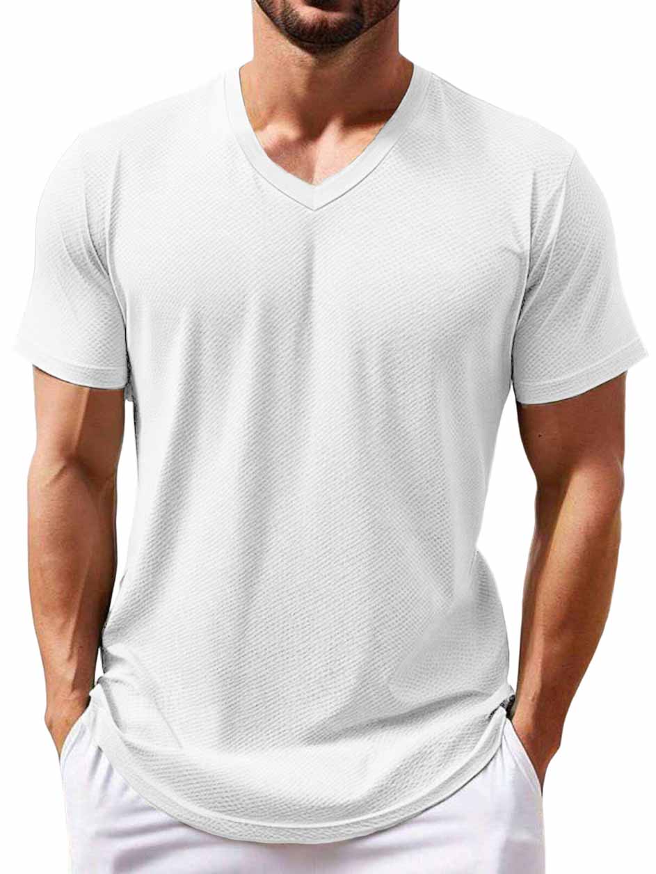 Men's Casual Basic V-neck Short-Sleeved T-shirt