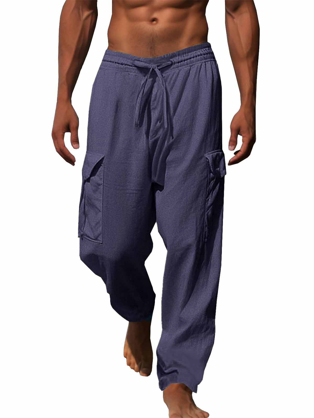 Men's Casual Multi-Pocket Drawstring Trousers