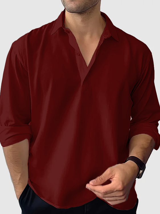 Men's Fashionable Lapel Long Sleeve Shirt