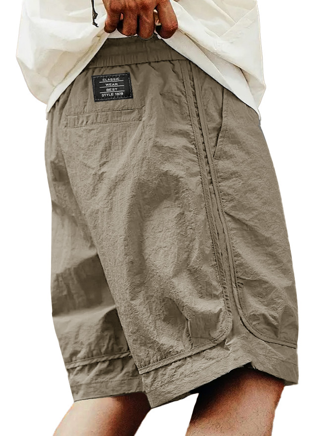 Men's Fashion Retro Outdoor Workwear Sports Embroidered Logo Pocket Shorts