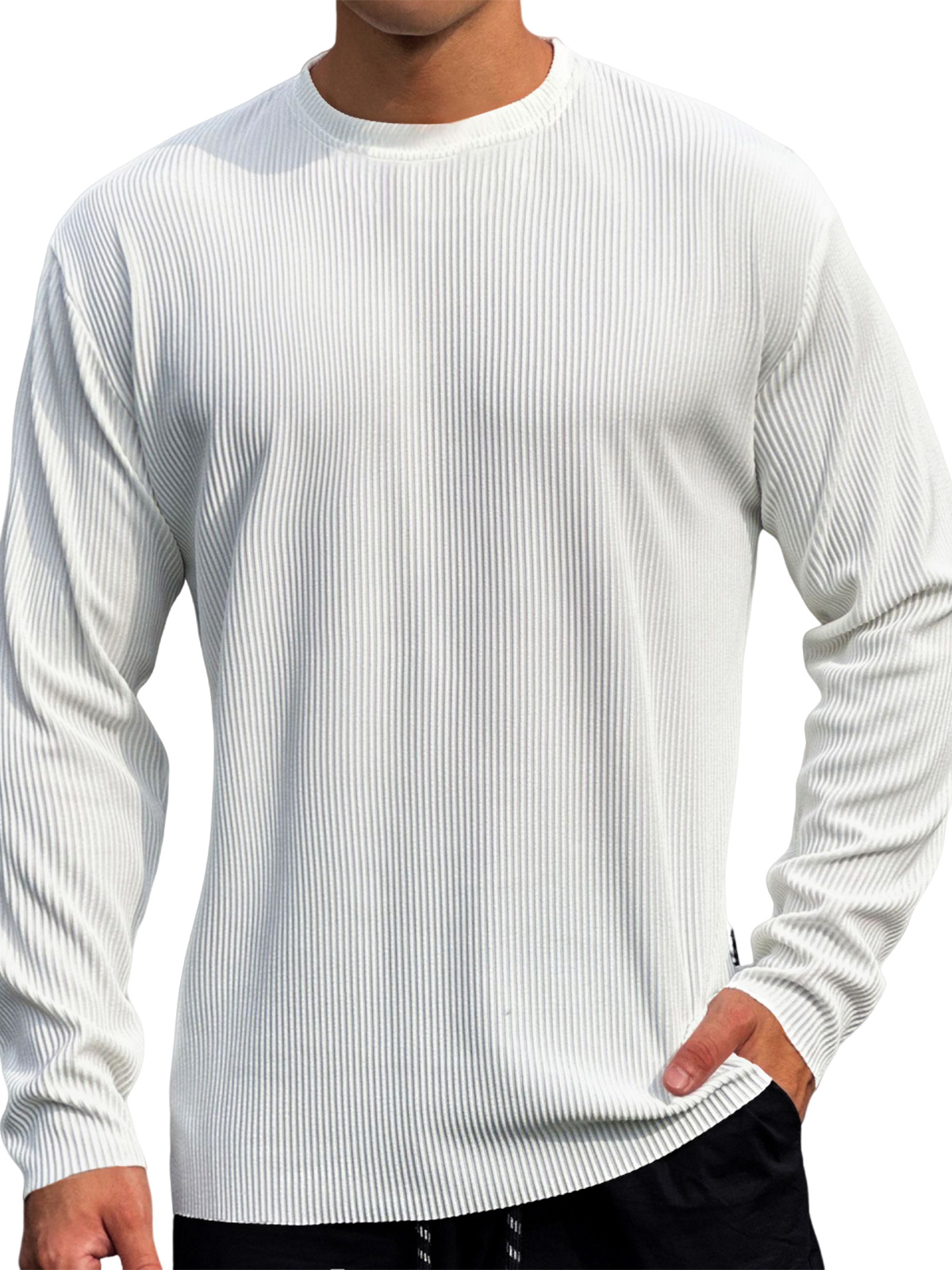Men's Casual Round Neck Striped Loose Large Size T-Shirt