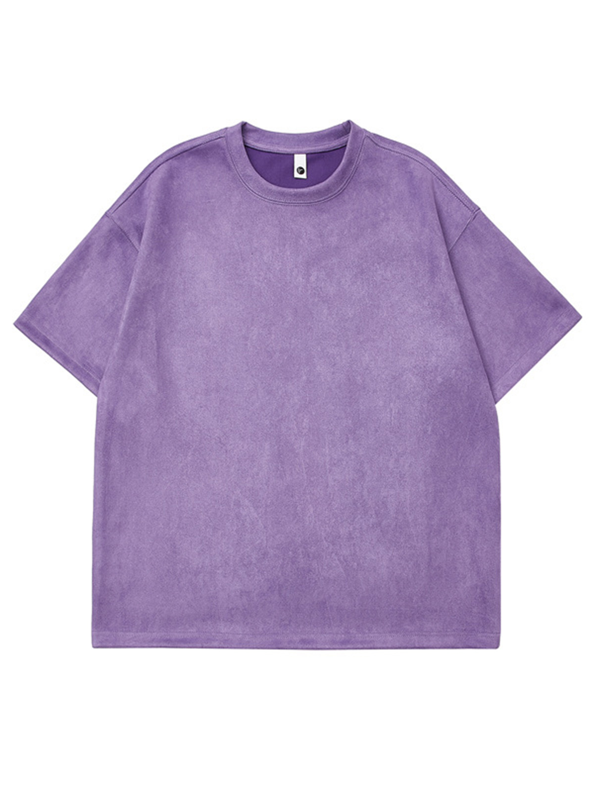 Men's Round Neck Suede Solid Color Short Sleeve T-Shirt