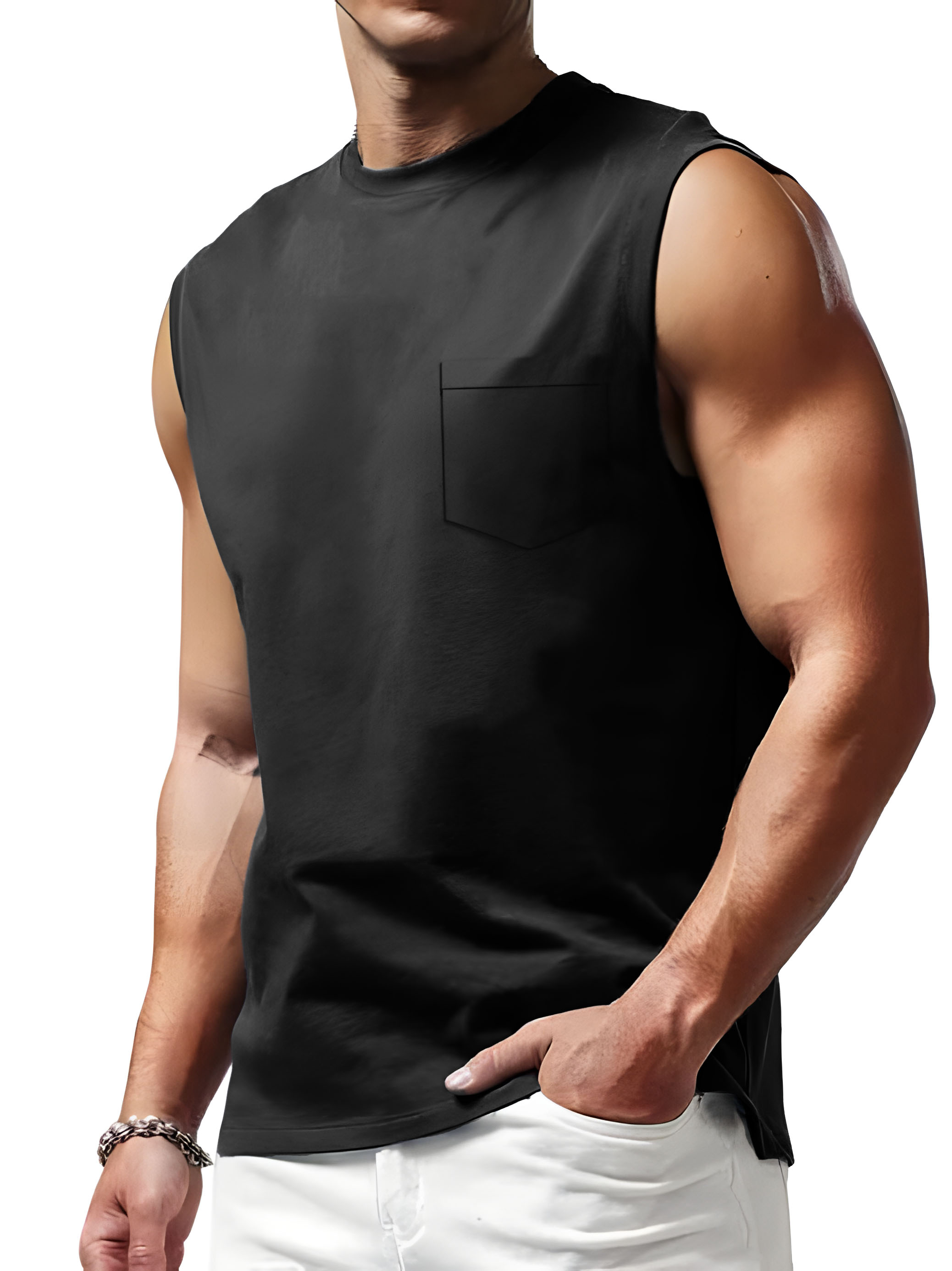 Men's Sports Comfortable Simple Pocket Sleeveless T-Shirt
