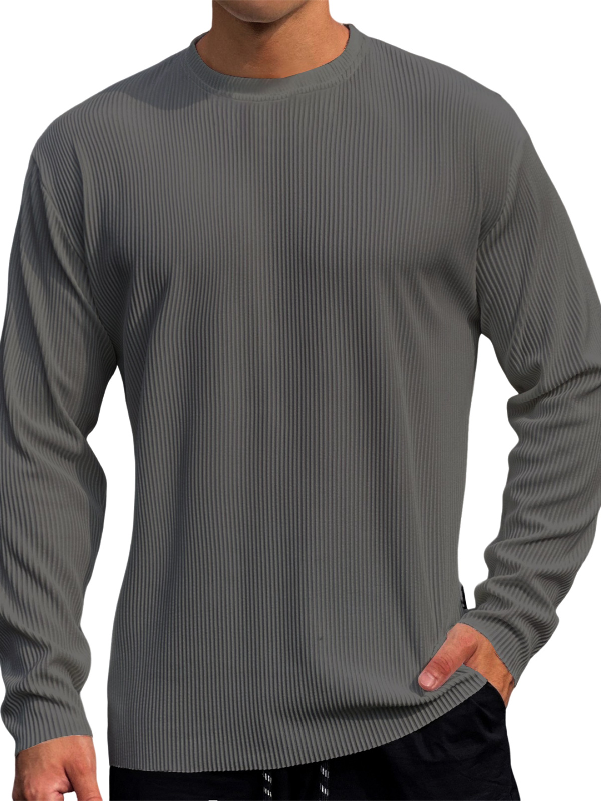 Men's Casual Round Neck Striped Loose Large Size T-Shirt