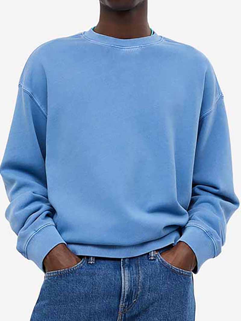 Men's Fashionable Casual Distressed Washed Long-sleeved Crew Neck Sweatshirt