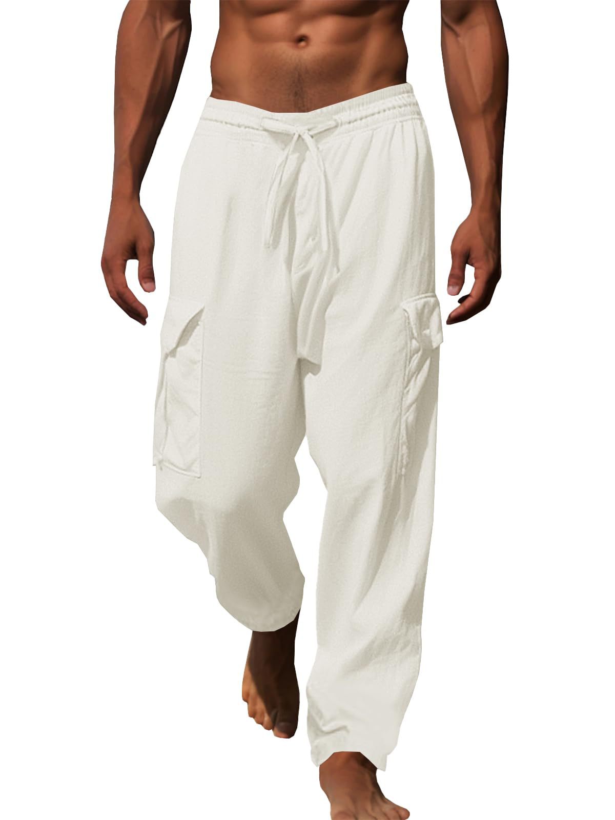 Men's Casual Multi-Pocket Drawstring Trousers