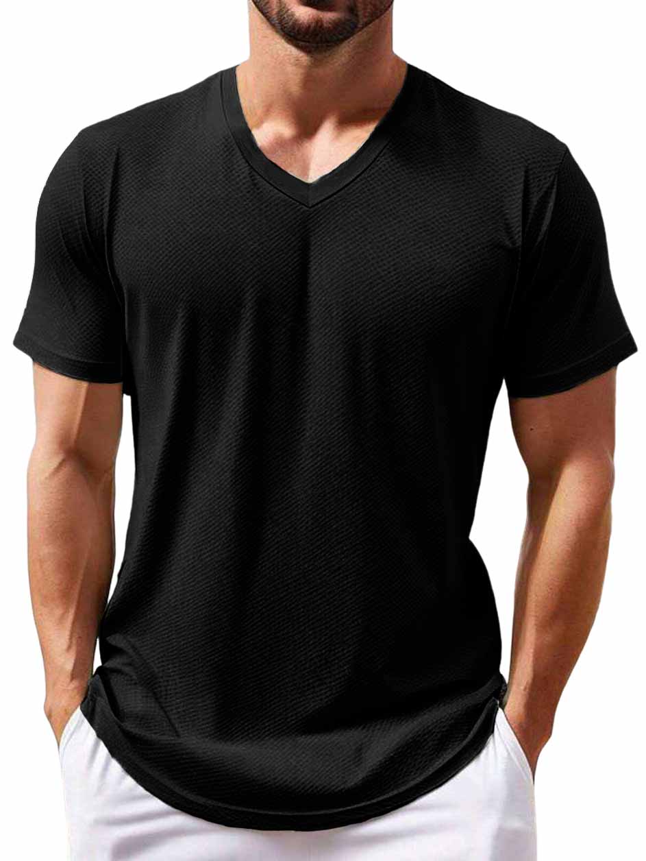 Men's Casual Basic V-neck Short-Sleeved T-shirt
