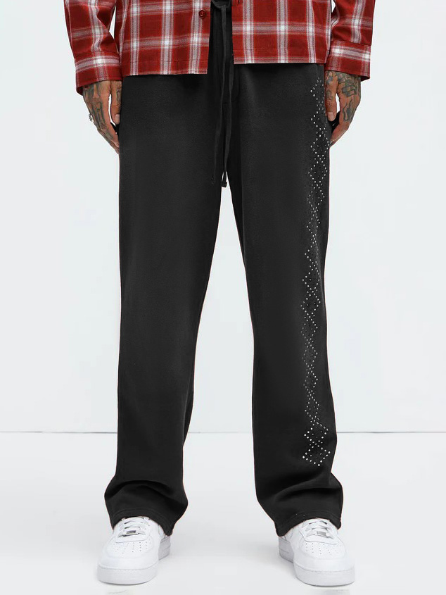 Men's Fashion Casual Dotted Square Pattern Trousers