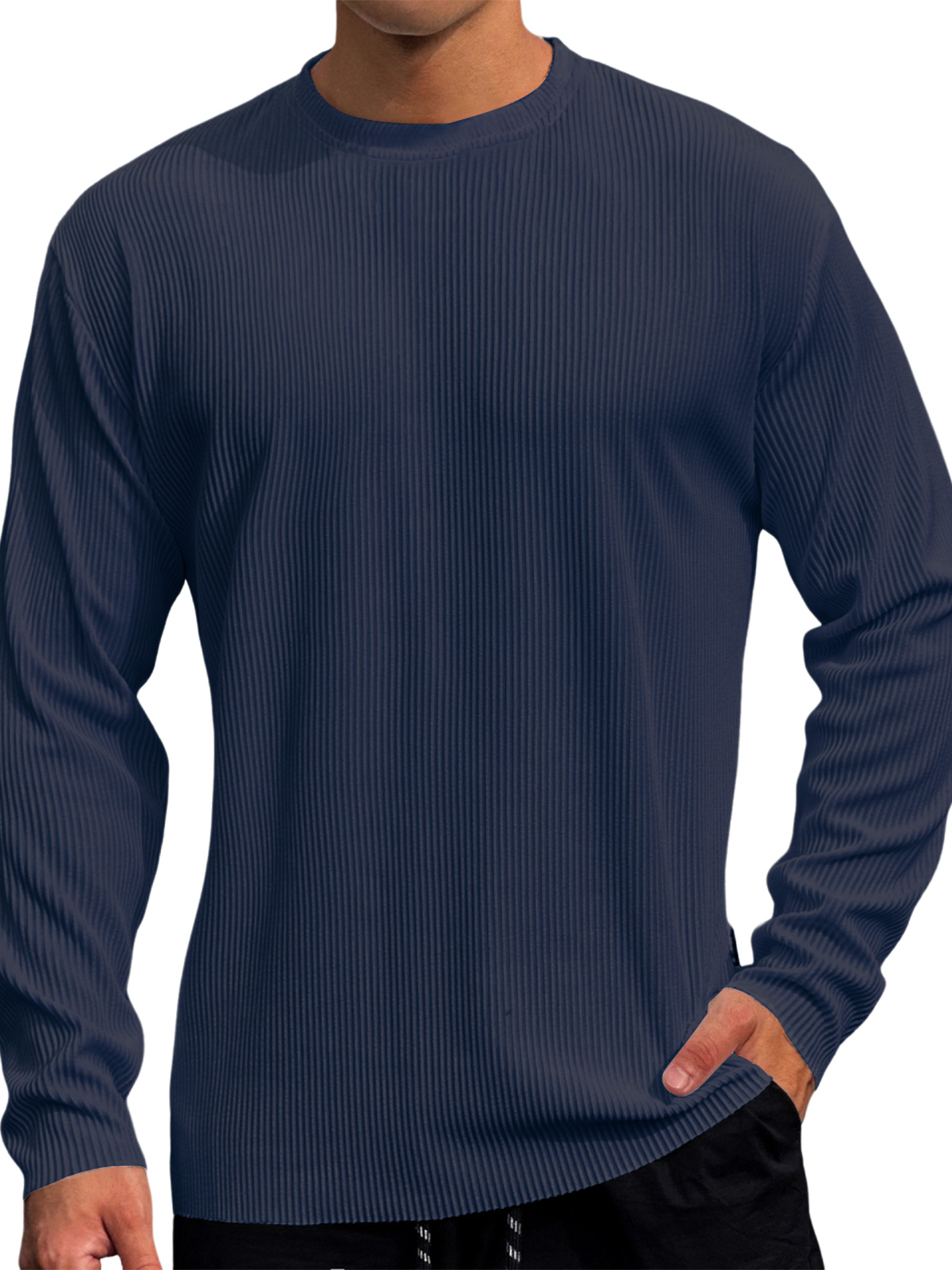 Men's Casual Round Neck Striped Loose Large Size T-Shirt