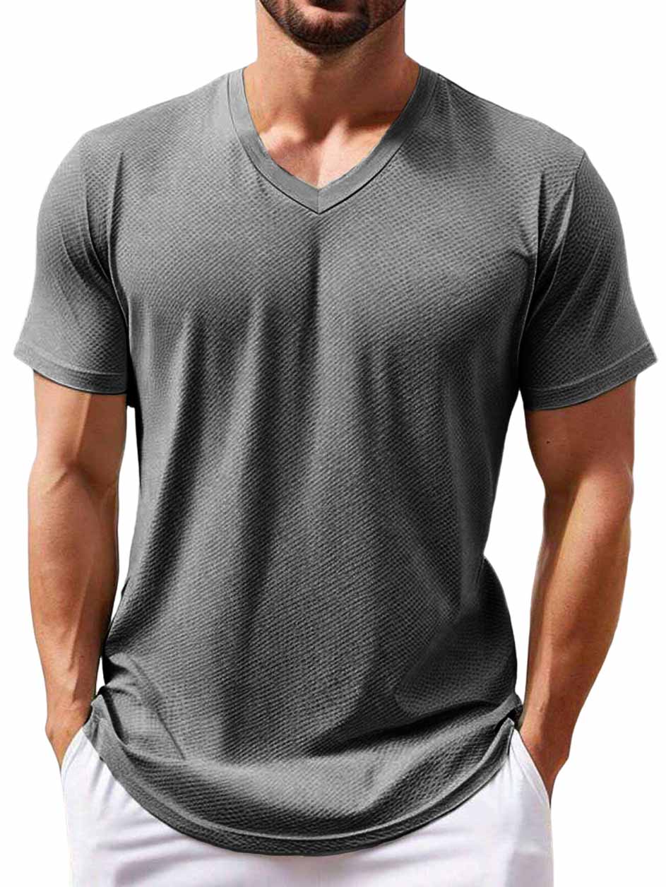 Men's Casual Basic V-neck Short-Sleeved T-shirt