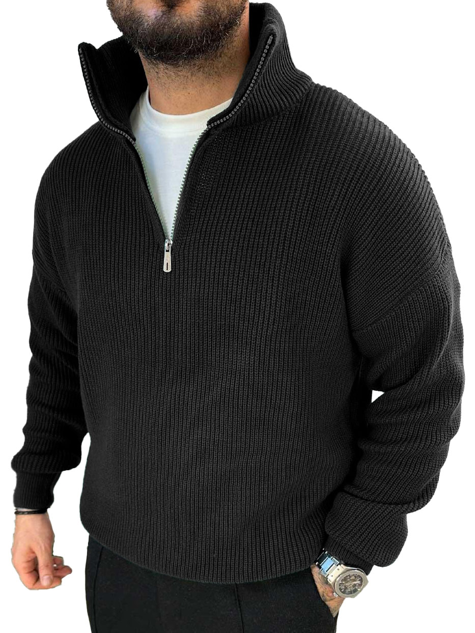 Men's Fashionable Casual Stand Collar Zipper Sweater