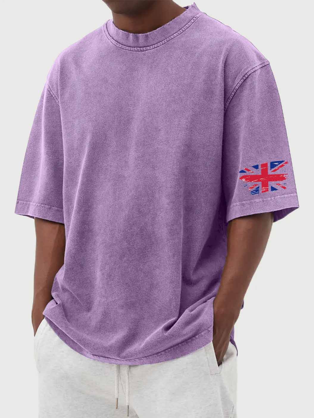 Men's Vintage Washed Union Jack Print Short Sleeve T-Shirt