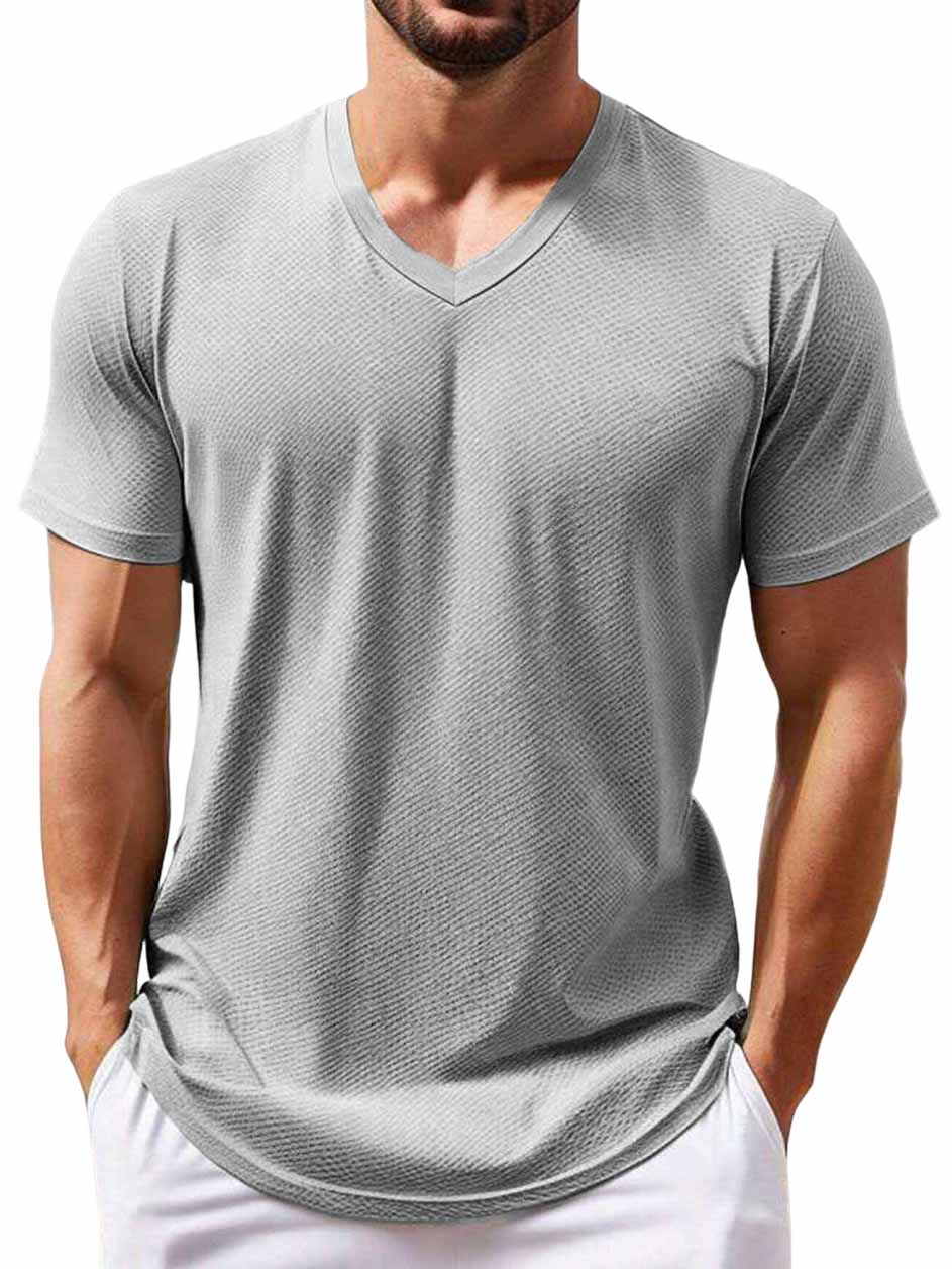 Men's Casual Basic V-neck Short-Sleeved T-shirt