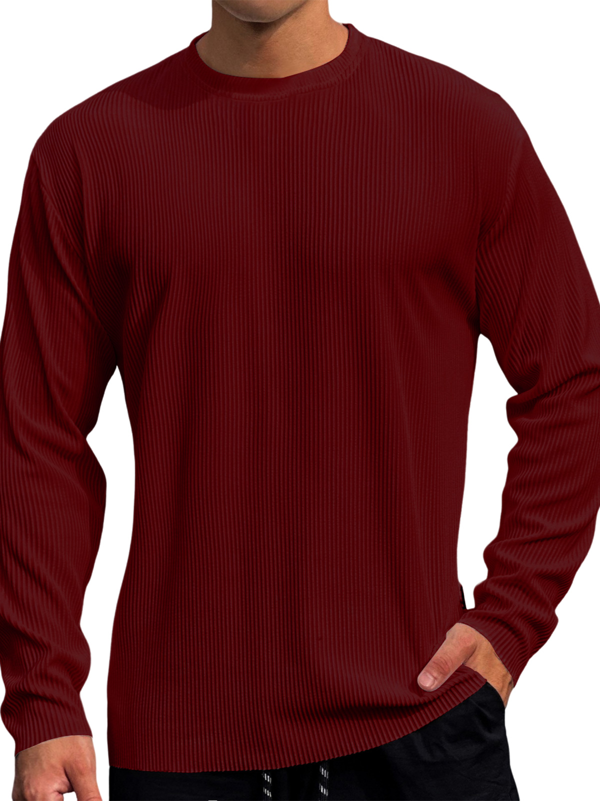 Men's Casual Round Neck Striped Loose Large Size T-Shirt