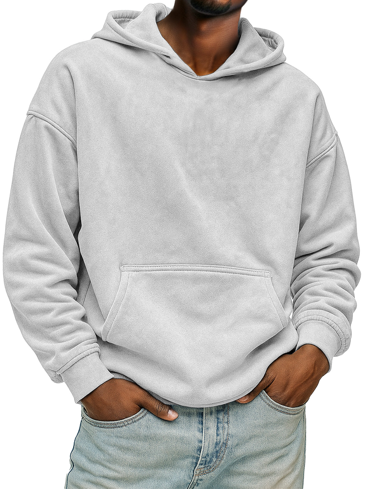 Men's Solid Color Suede Casual Hooded Sweatshirt