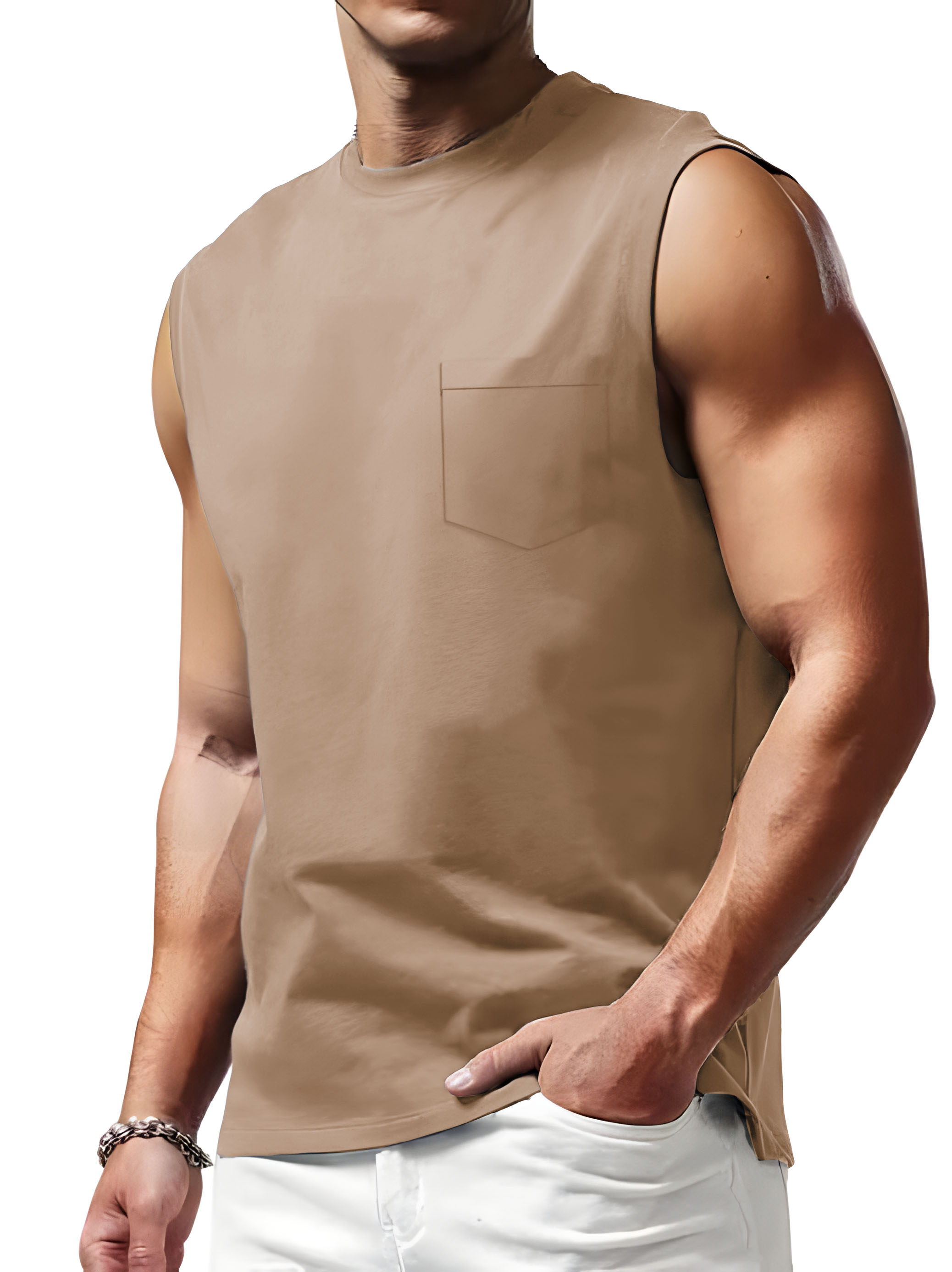 Men's Sports Comfortable Simple Pocket Sleeveless T-Shirt
