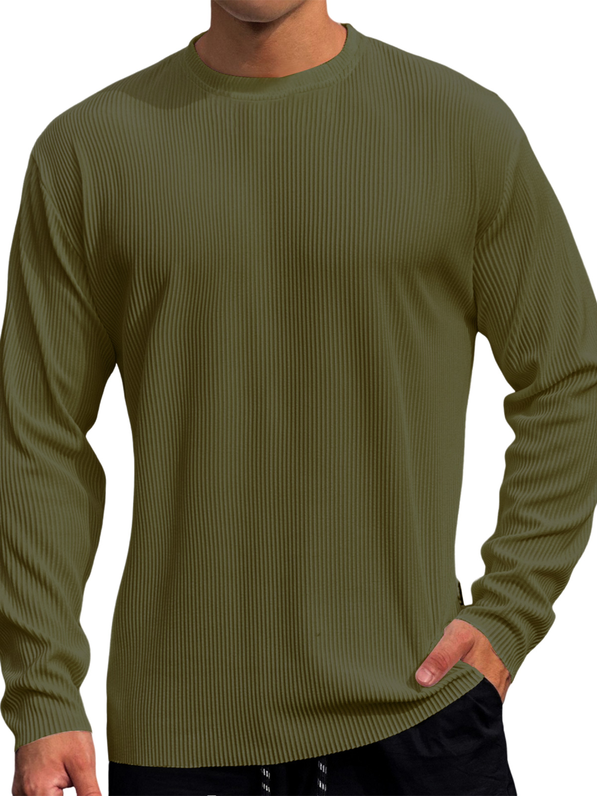 Men's Casual Round Neck Striped Loose Large Size T-Shirt