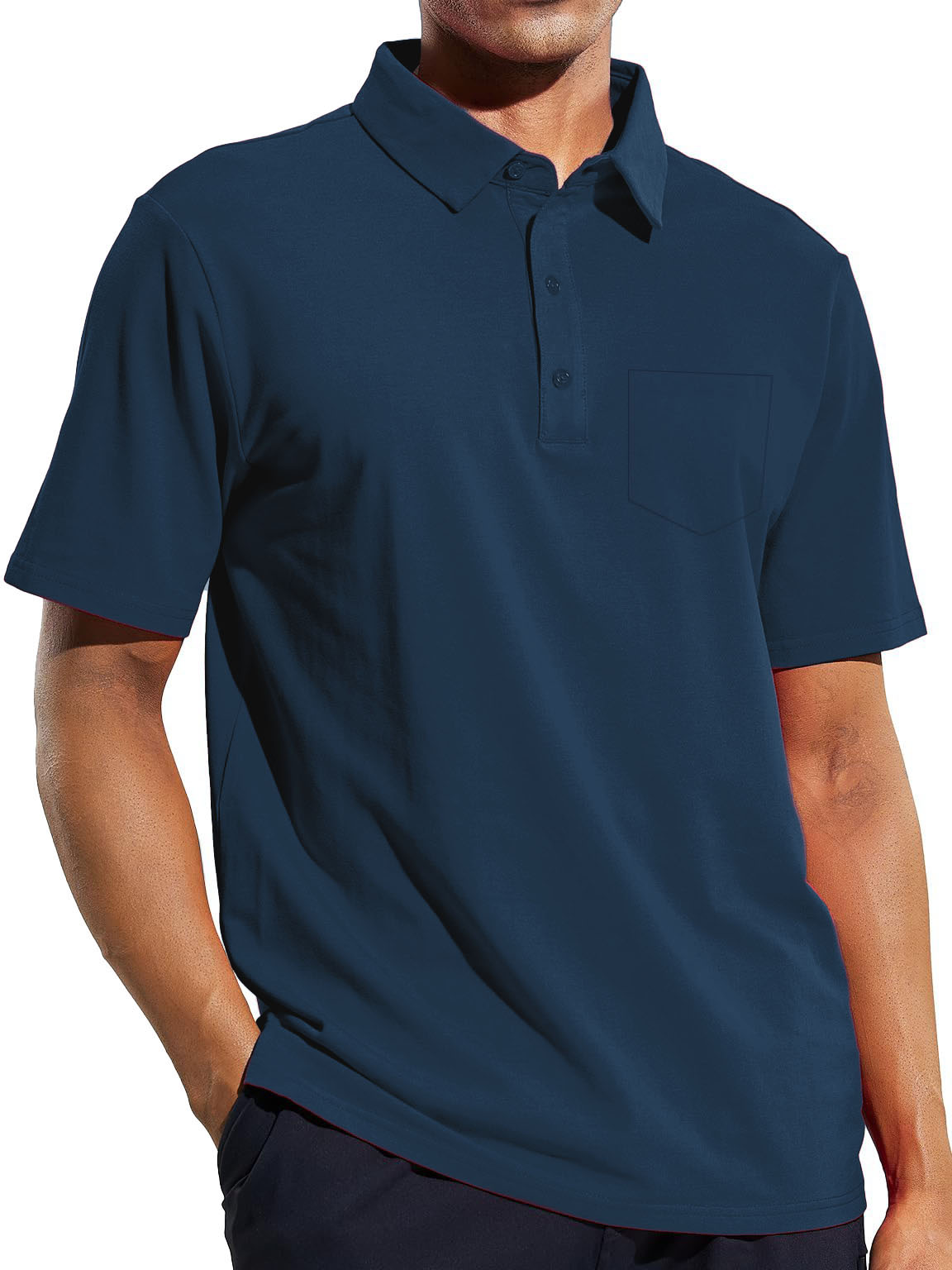 Men's Casual Business Lapel Pocket Polo Shirt
